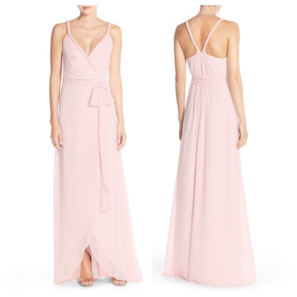 Joanna August Parker Tiny Dancer Chiffon Wrap gown